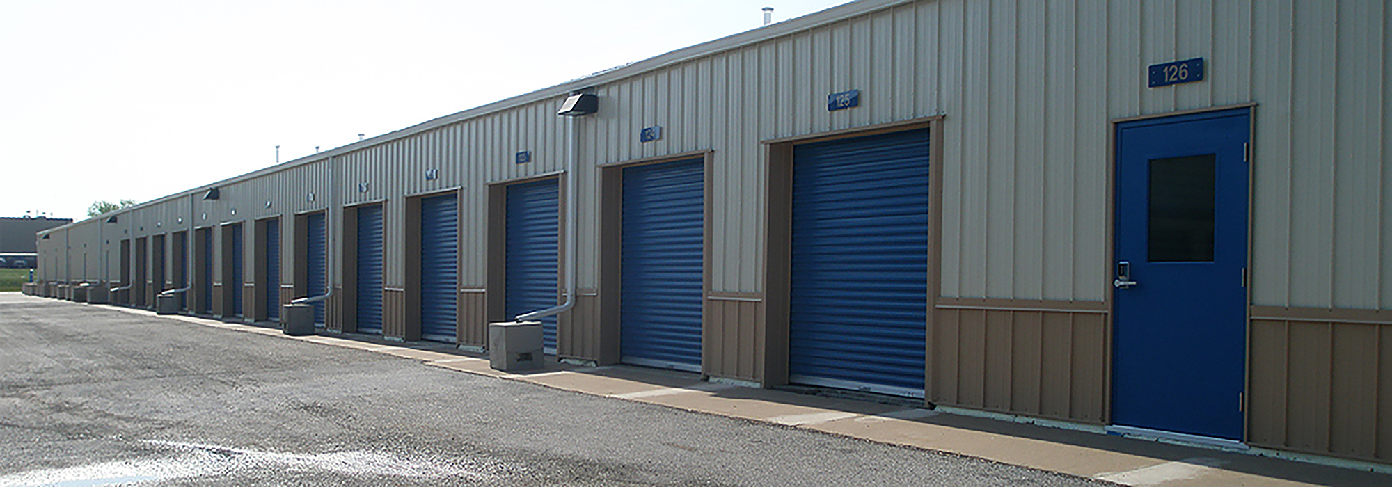 Large garage storage units at QC-Storage in Davenport, Iowa.